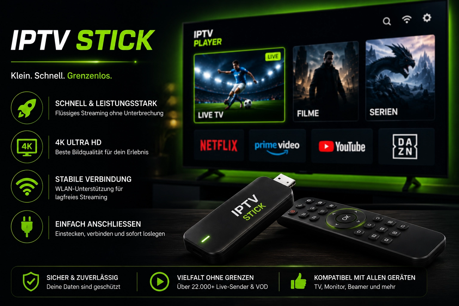 IPTV Stick Anschluss am HDMI-Port eines Fernsehers
